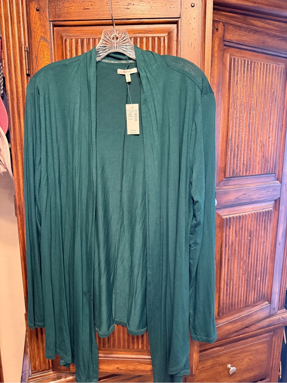 Maurices Emerald Green Open Cardigan